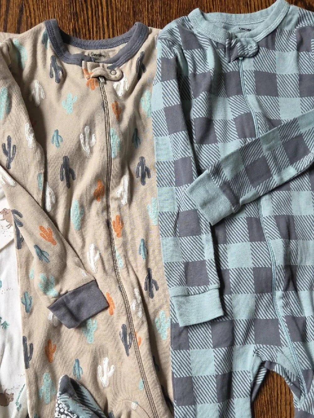 Gerber Pajama Bundle - Sage, Cream & Light Blue 4t